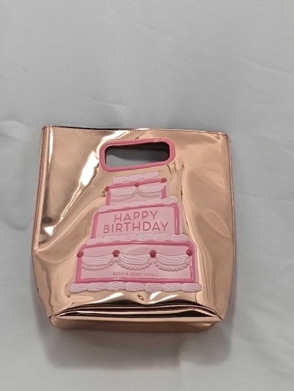 NWT Bath & Body Works Metallic Rose Gold Happy Birthday Bag Gift Pouch